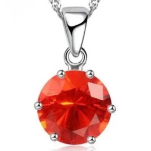 Orange Diamond CZ Jewelry Set 925 Sterling Silver Stamped & Genuine Gift Boxed🆕 - Picture 3 of 4